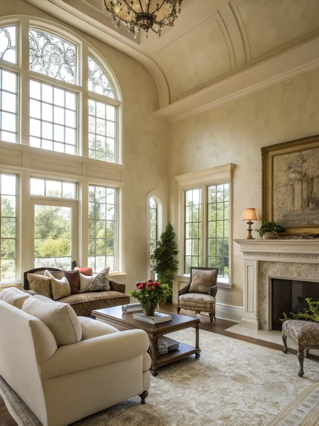 A freshly painted living room with light gray walls, white trim, and modern furniture, showcasing All Painting Plus 2 LLC's interior painting expertise.